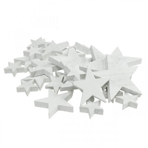 Floristik24 Decorazione a dispersione stelle in legno Natale bianco 2,5/4,5/6,5cm 29p