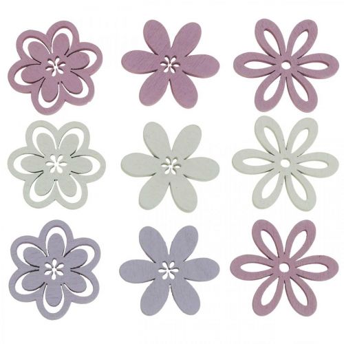 Prodotto Fiori in legno decorazione sparsi fiori viola/rosa/bianco Ø3,5 cm 48 pz