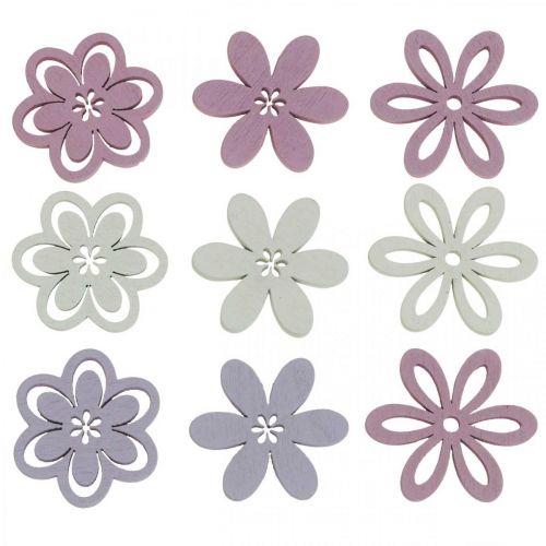 Prodotto Fiori in legno decorazione sparsi boccioli viola/rosa/bianco Ø3.5cm 48p