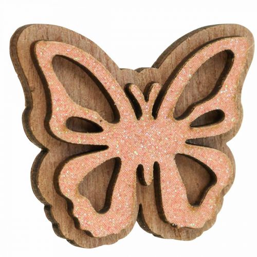 Prodotto Decorazione in legno fiori/farfalle bianco/rosa Ø4cm 36p