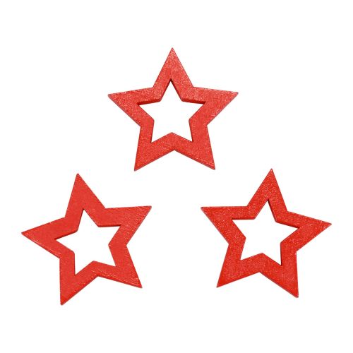 Floristik24 Decorazione sparsa Stelle decorative natalizie Stelle rosse in legno Ø4cm 54 pz