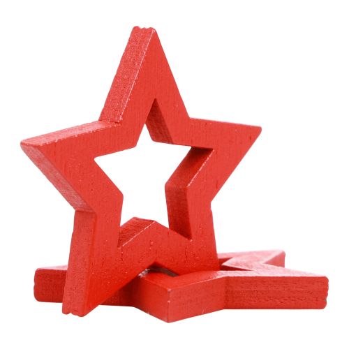 Prodotto Decorazione sparsa Stelle decorative natalizie Stelle rosse in legno Ø4cm 54 pz