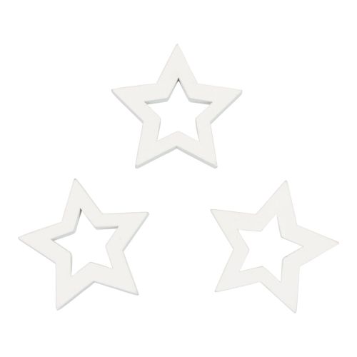 Decorazione sparsa Stelle di Natale Stelle di legno bianche Ø4cm 54pz