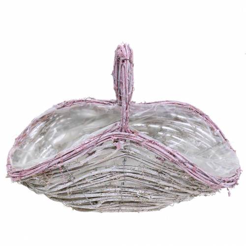 Floristik24 Cesto di fiori con manico rosa antico 35 cm × 17 cm H 25 cm