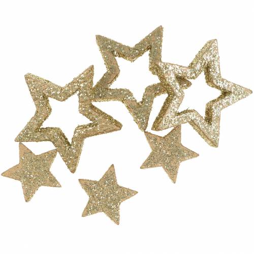 Floristik24 Decorazione sparsa stelle glitter oro 48 pz