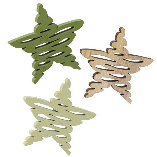 Prodotto Pezzi sparsi stelle verde naturale legno di Natale Ø4cm 72 pz