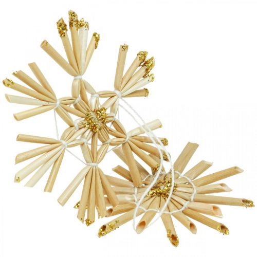Prodotto Set stelle in paglia glitter oro Decorazioni natalizie Ø6cm 24 pz