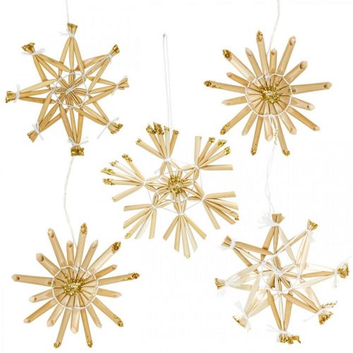 Floristik24 Set stelle in paglia glitter oro Decorazioni natalizie Ø6cm 24 pz