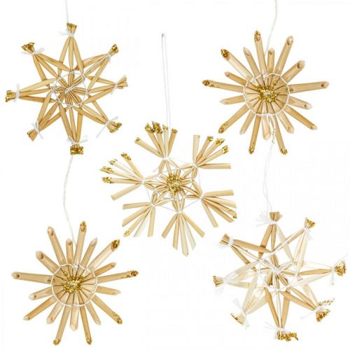 Floristik24 Stelle Paglia Glitter Oro Set Decorazioni Natalizie Ø6cm 24pz