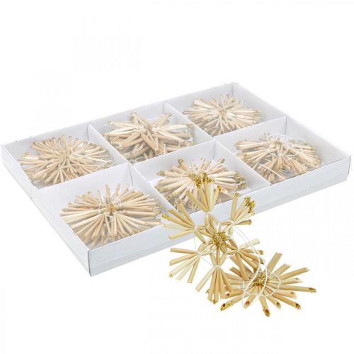 Prodotto Set stelle in paglia glitter oro Decorazioni natalizie Ø8cm 24 pz