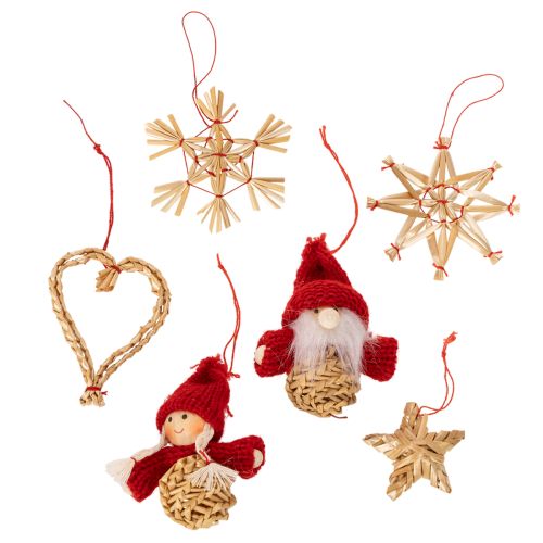 Set di ornamenti in paglia per albero di Natale, figure e stelle da 6 cm, 30 pezzi acquistare | Floristik24.it