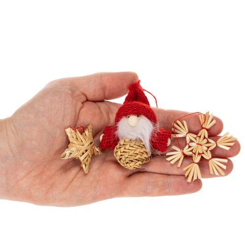 Set di ornamenti in paglia per albero di Natale, figure e stelle da 6 cm, 30 pezzi | Floristik24.it