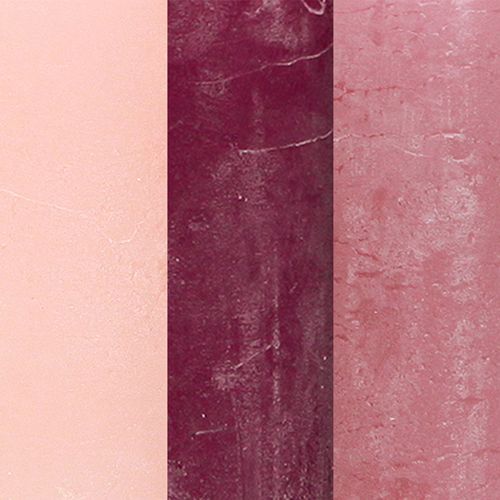 Prodotto Candele Pillar 3 Colori Berry, Varie Dimensioni, Confezione Da 12