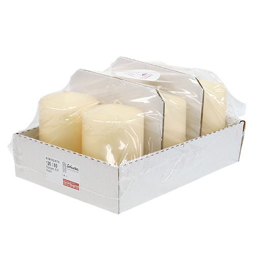 Floristik24 Candela a colonna 120/80 crema 6 pz