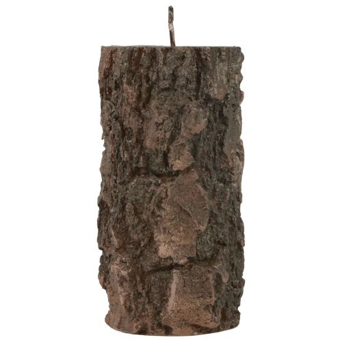 Floristik24 Candela a colonna tronco d&#39;albero candela decorativa marrone 130/65mm 1pz
