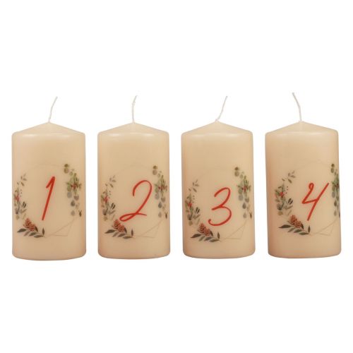 Candele dell&#39;Avvento Corona dell&#39;Avvento 1-4 crema 130/70mm 4pz