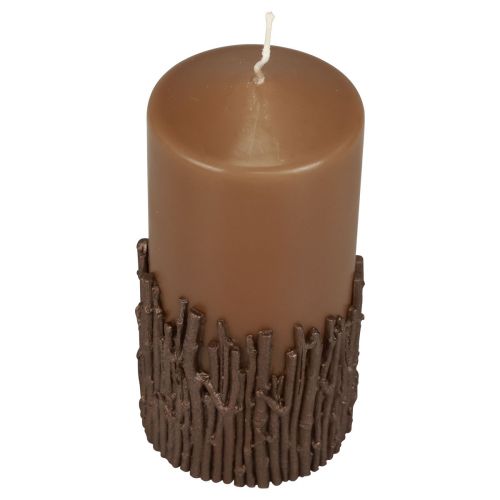 Prodotto Candela a colonna con rami decoro candela marrone caramello 150/70 mm 1 pezzo