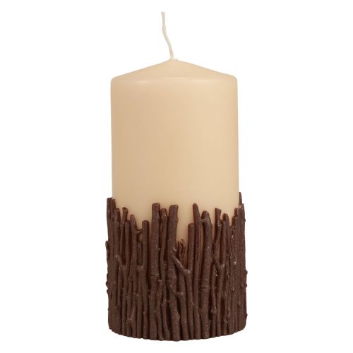 Prodotto Candela a colonna con rami decorativi candela rustica beige 150/70mm 1pz
