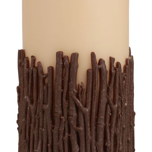 Prodotto Candela a colonna con rami decorativi candela rustica beige 150/70 mm 1 pezzo