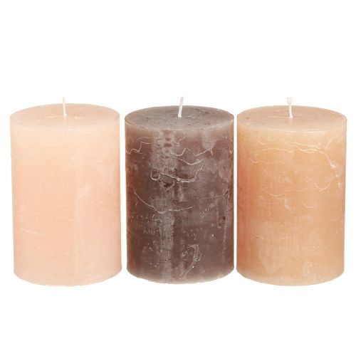 Prodotto Candele a colonna candele marroni 3 colori 70x100mm 12 pezzi