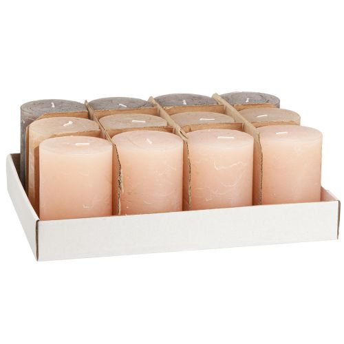 Prodotto Candele a colonna candele marroni 3 colori 70x100mm 12 pezzi