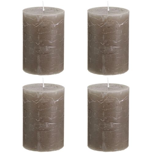 Prodotto Candele a colonna marrone tinta unita 70x100mm 4 pz