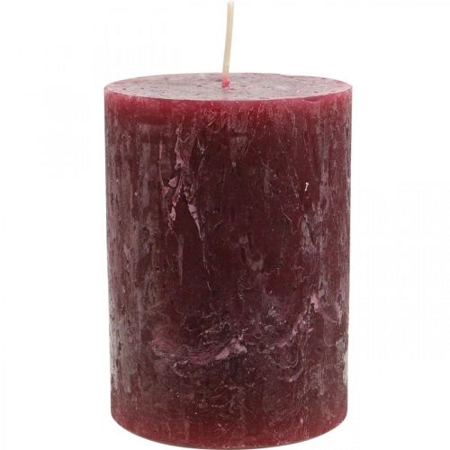 Floristik24 Colonne portacandele in tinta unita Rustico Bordeaux 80×110 mm 4 pz