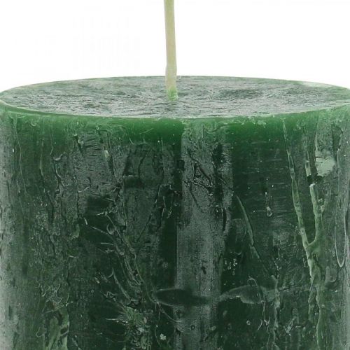 Prodotto Candele in tinta unita verde Candela Rustica Sicura 80×110mm 4 pz