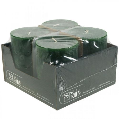 Prodotto Candele in tinta unita verde Candela Rustica Sicura 80×110mm 4 pz