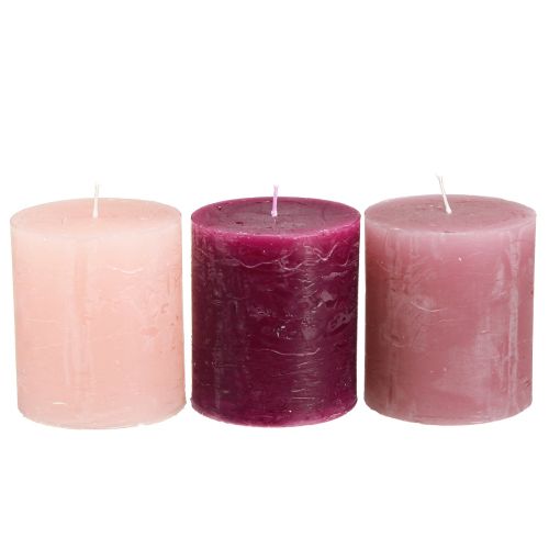 Prodotto Candele a colonna tinta unita 3 colori Berry 70×80 mm 12 pz