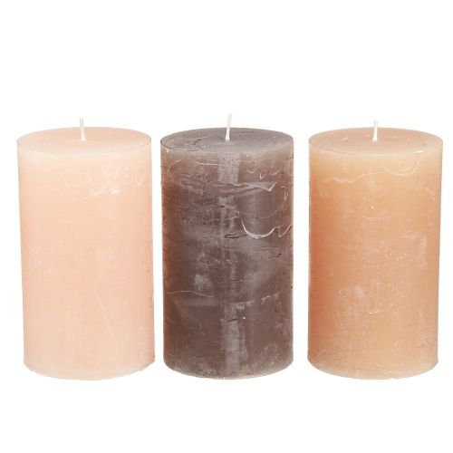 Prodotto Candele a colonna tinta unita 3 colori marrone 70×120 mm 12 pz
