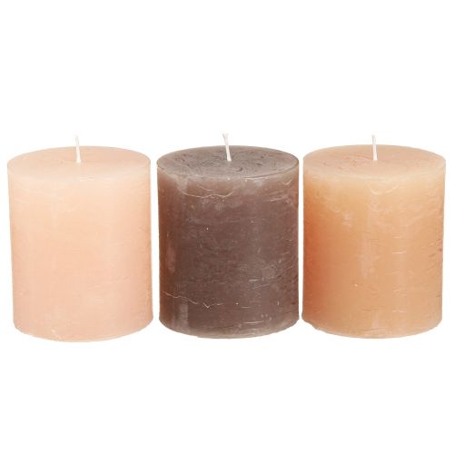 Prodotto Candele a colonna tinta unita 3 colori marrone 70×80 mm 12 pz
