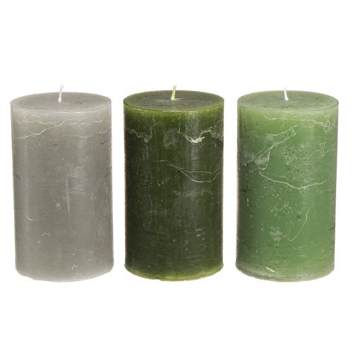 Prodotto Candele a colonna tinta unita 3 colori verde 70×120 mm 12 pz