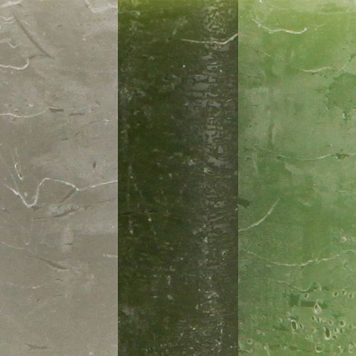 Prodotto Candele a colonna tinta unita 3 colori verde 70×80 mm 12 pz