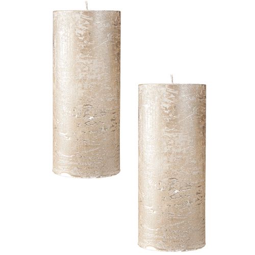 Prodotto Candele a colonna tinta unita oro chiaro 85×200 mm 2 pz