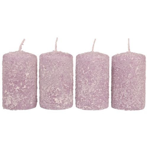 Floristik24 Candele a colonna invernali Candele natalizie viola 60×100mm 4 pz