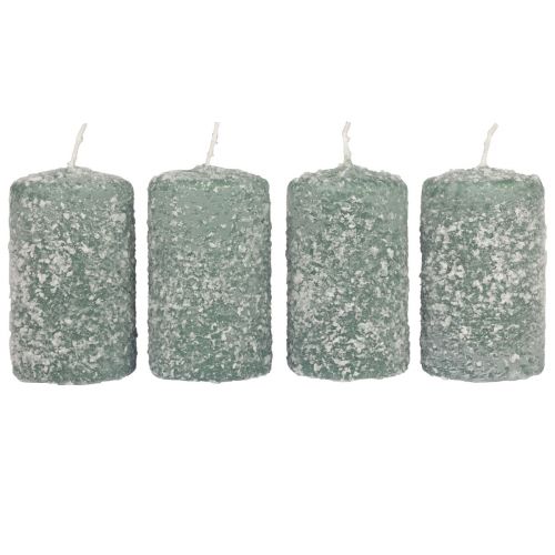 Floristik24 Candele a colonna invernali Candele natalizie verdi 60×100mm 4pz
