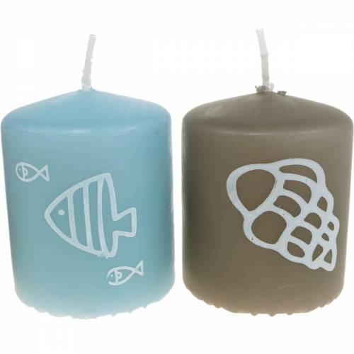 Floristik24 Candele pilastro 60/50 Candela per decorazioni marittime Candela per decorazioni estive Mix Safe 4 pezzi