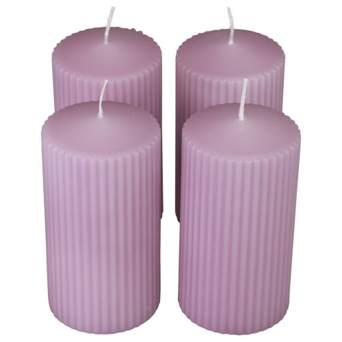 Candele a colonna decorazione candele scanalate lilla 70/130mm 4pz