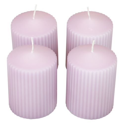 Candele a colonna decorazione candele scanalate lilla 70/90mm 4pz