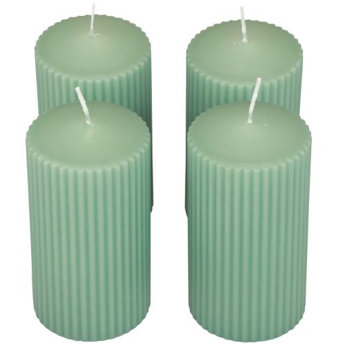 Prodotto Candele a colonna candele scanalate verde smeraldo 70/130mm 4pz