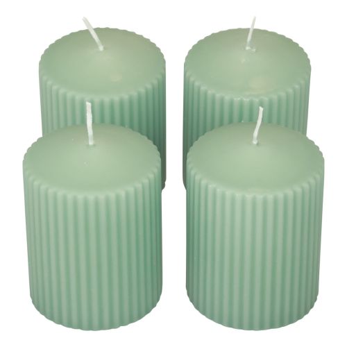 Candele a colonna candele scanalate verde smeraldo 70/90 mm 4 pz