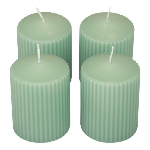 Prodotto Candele a colonna candele scanalate verde smeraldo 70/90mm 4pz