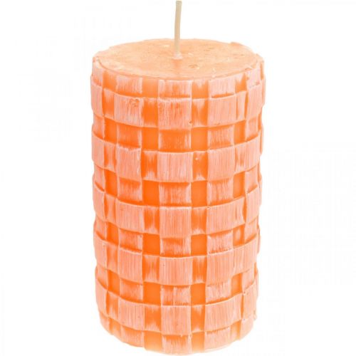 Floristik24 Candele rustiche, modello cesto di candele a colonna, candele di cera arancione 110/65 2pz