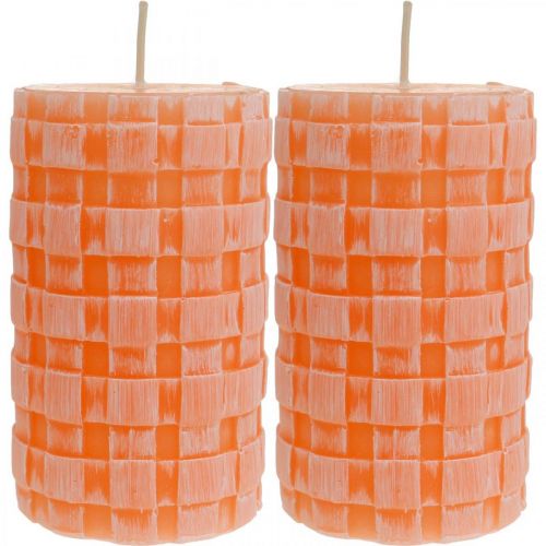 Prodotto Candele rustiche, modello cesto di candele a colonna, candele di cera arancione 110/65 2pz