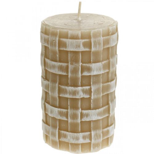 Candele rustiche in cera, candele a colonna marroni, candele intrecciate 110/65 2 pezzi