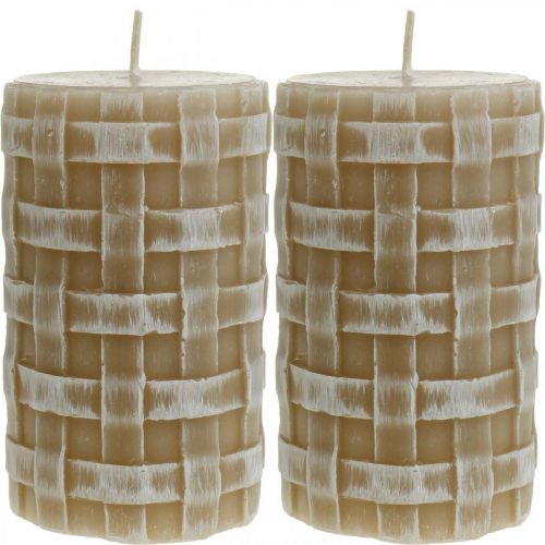 Prodotto Candele rustiche in cera, candele a colonna marroni, candele intrecciate 110/65 2 pezzi