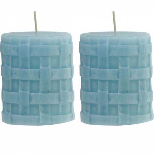 Candele pilastro Candela decorativa rustica 80/65 azzurra 2pz