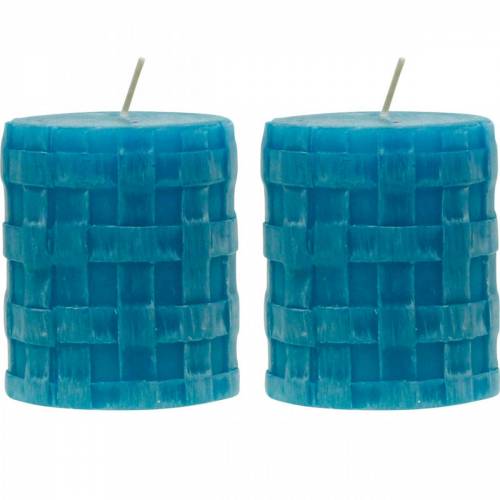 Floristik24 Candele pilastro Candela decorativa rustica 80/65 turchese 2pz