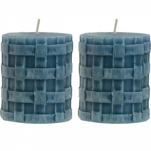 Candele pilastro rustico blu 80/65 candele rustiche 2pz